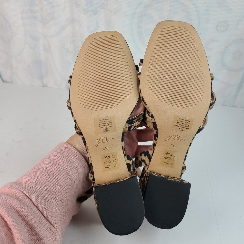 J. Crew Odette suede leather leopard print strappy block heeled sandals 8.5 - Picture 12 of 12